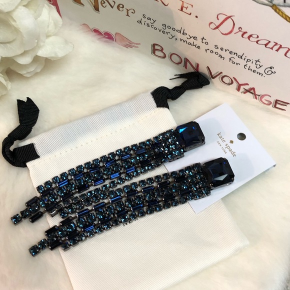NWT KATE SPADE ♠️ GLITZVILLE CHAIN FRINGE EARRINGS - Picture 9 of 9
